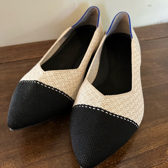 Rothy’s black and tan pointy-toed flats in EUC - Picture 3 of 6